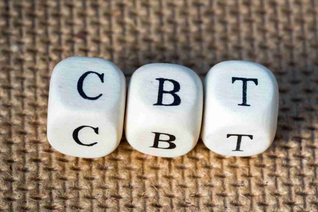 CBT letters on small blocks representing cognitive behavioral therapy