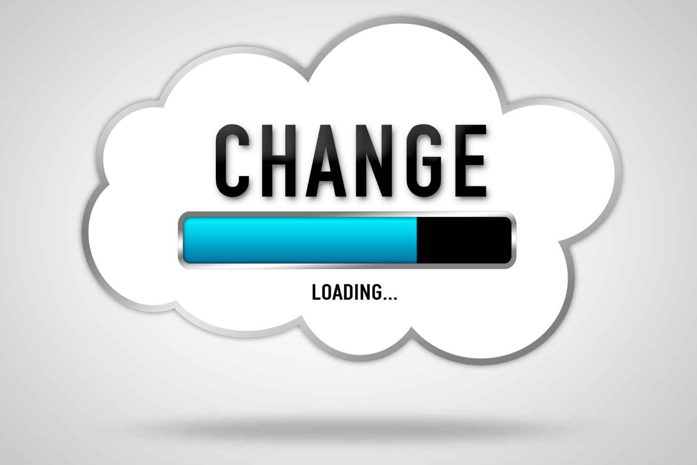 Loading bar under the word “Change” inside a cloud icon