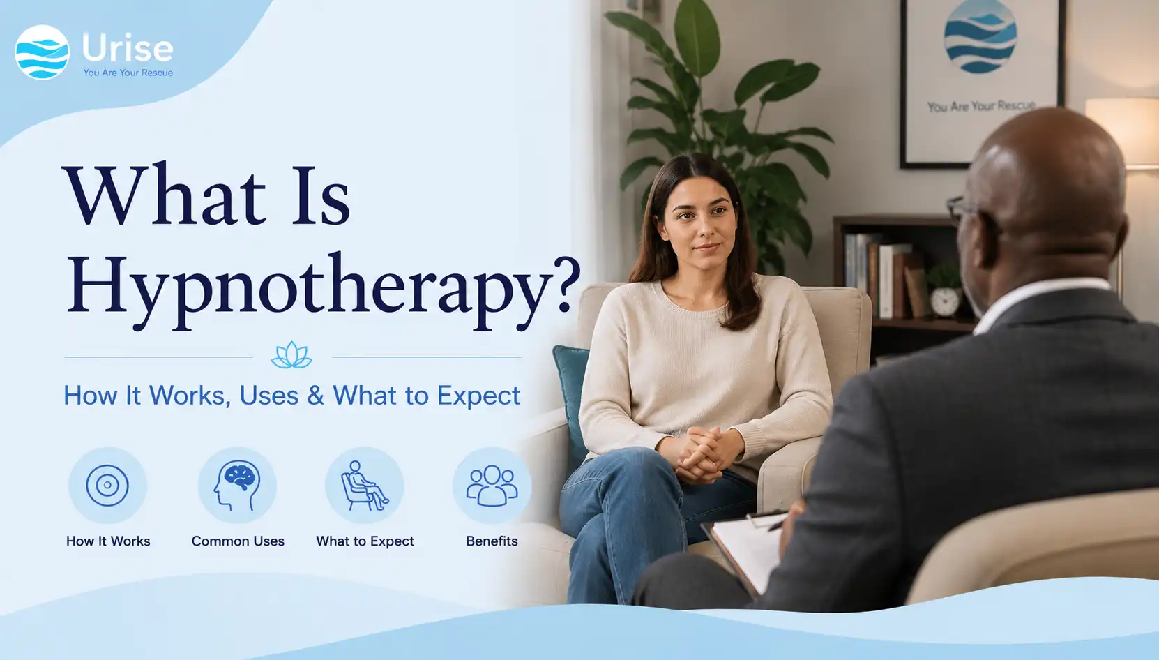 Client in a hypnotherapy session learning how hypnotherapy works and helps recovery.