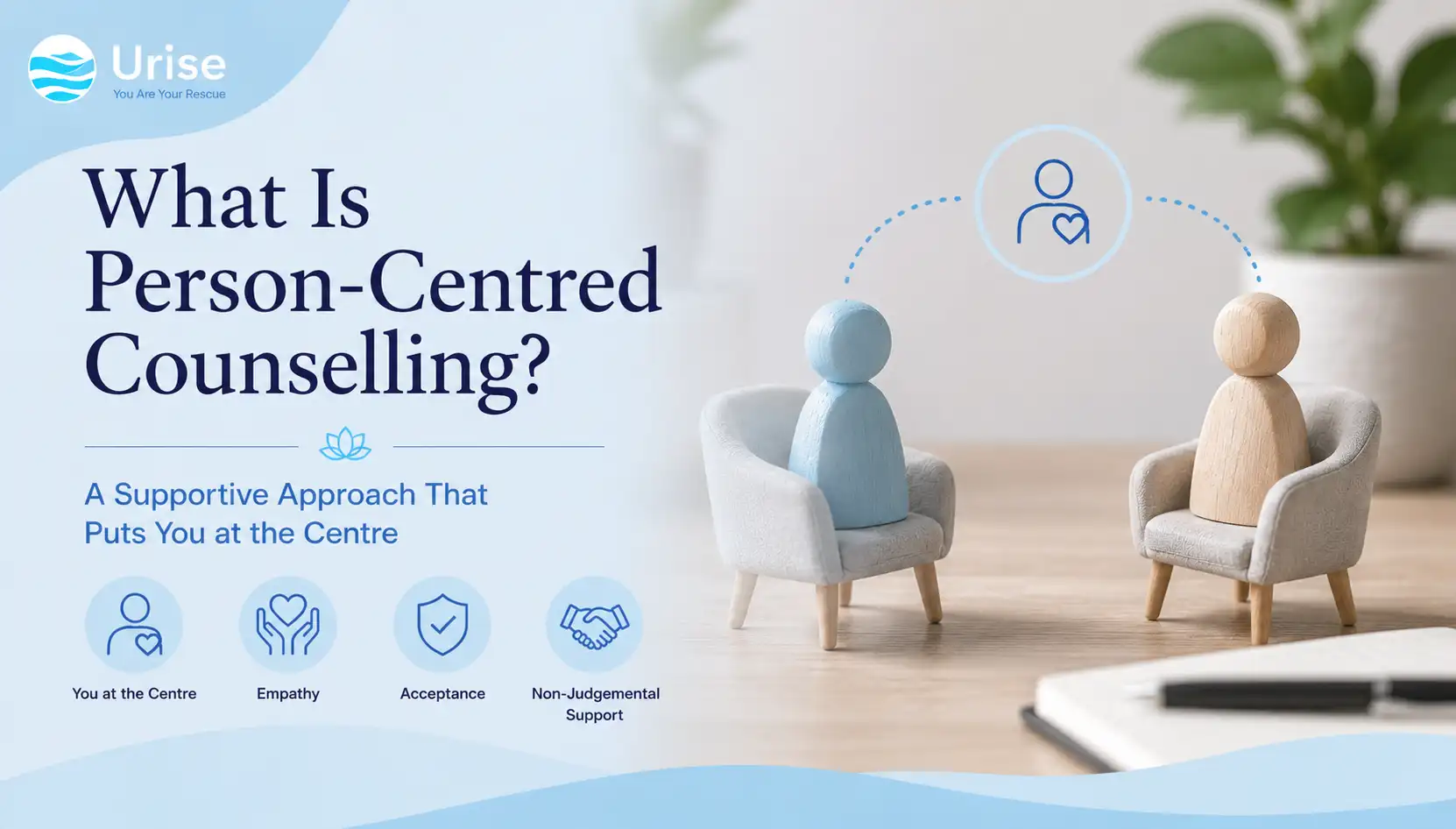 Person-centred counselling session in a calm therapy setting
