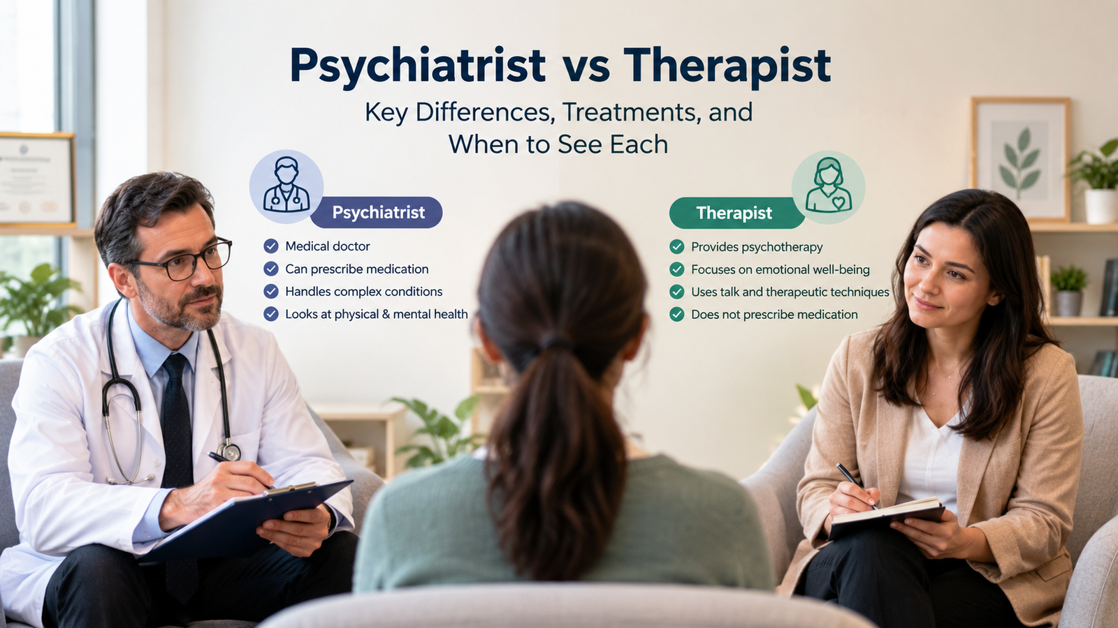 Psychiatrist vs therapist differences and treatment comparison