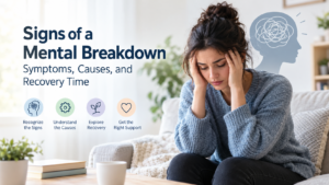 Signs of a mental breakdown, including symptoms, causes, and recovery