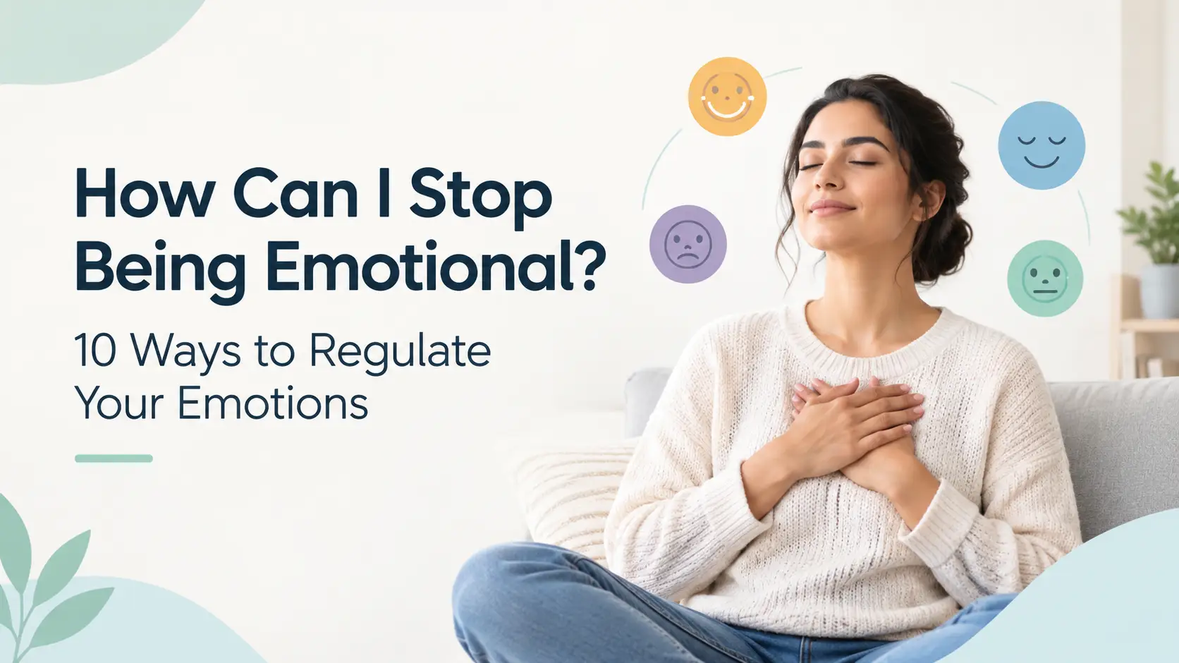 Woman practicing emotional regulation with calm breathing